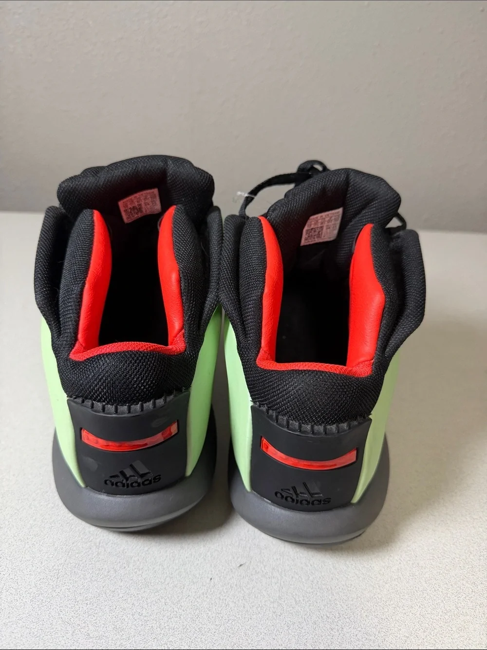 adidas Men's Sneakers Black and Neon Green with Red Accents
